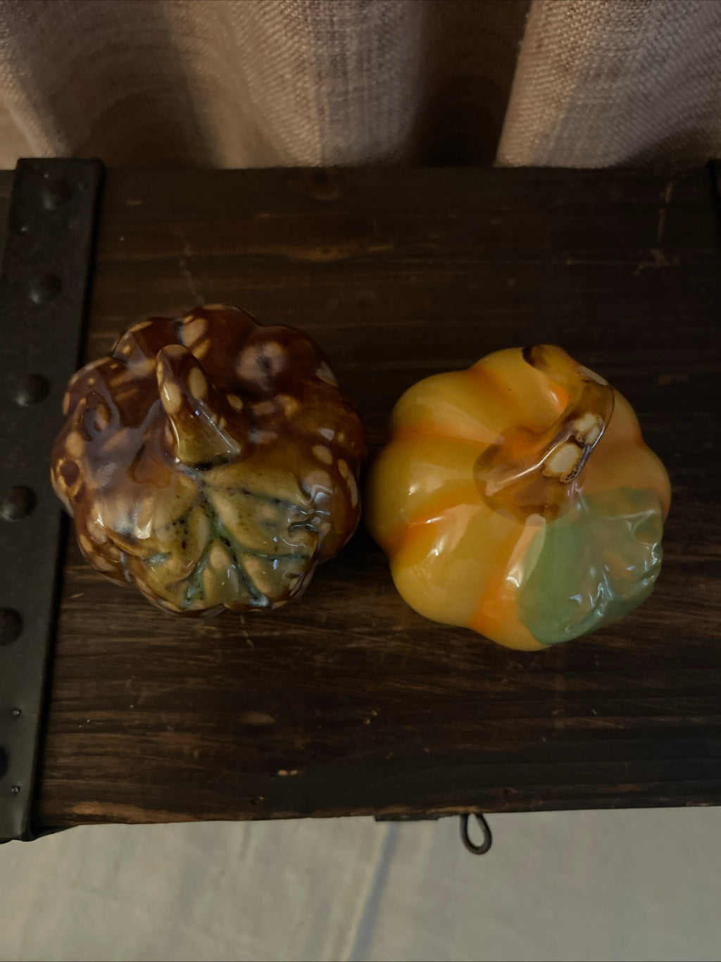 Autumn-Inspired Ceramic Pumpkin With Impressed Leaf, 2004, Set Of 2