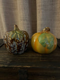 Autumn-Inspired Ceramic Pumpkin With Impressed Leaf, 2004, Set Of 2