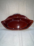 Vintage Brown Glazed Ceramic Dish with Sculpted Handles