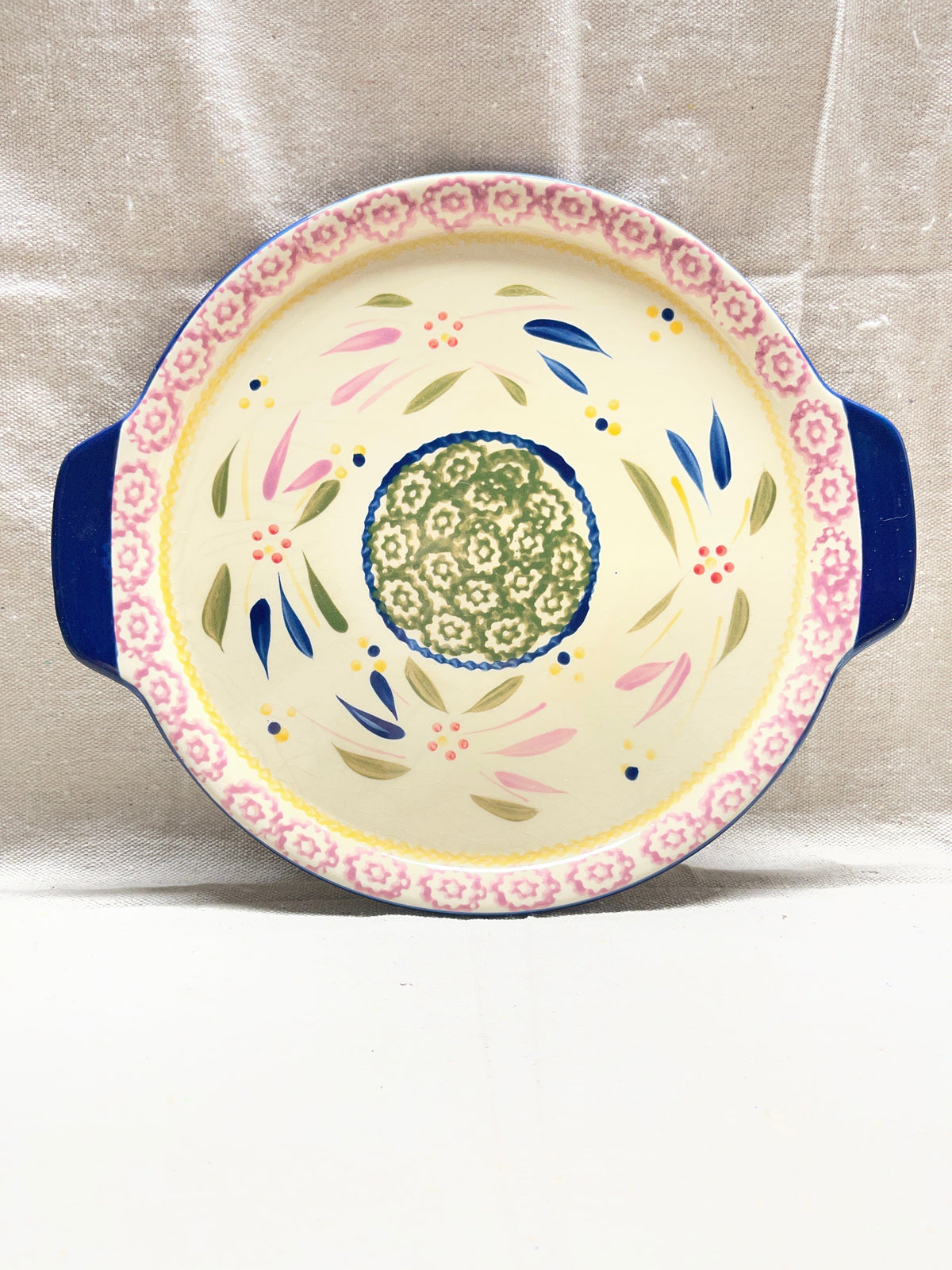 Temp-tations Old World Floral Round Handled Baking Dish Trivet Lid