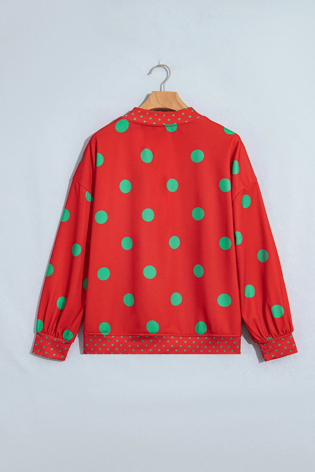 Polka Dot Patchwork Drop Shoulder Oversized Sweatshirt