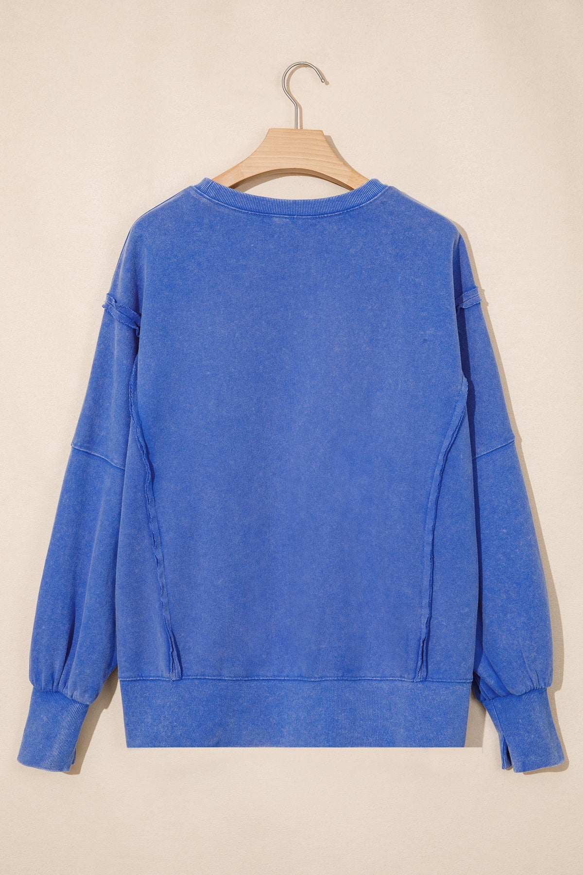 Solid Mineral Wash Split Hem Tunic Sweatshirt