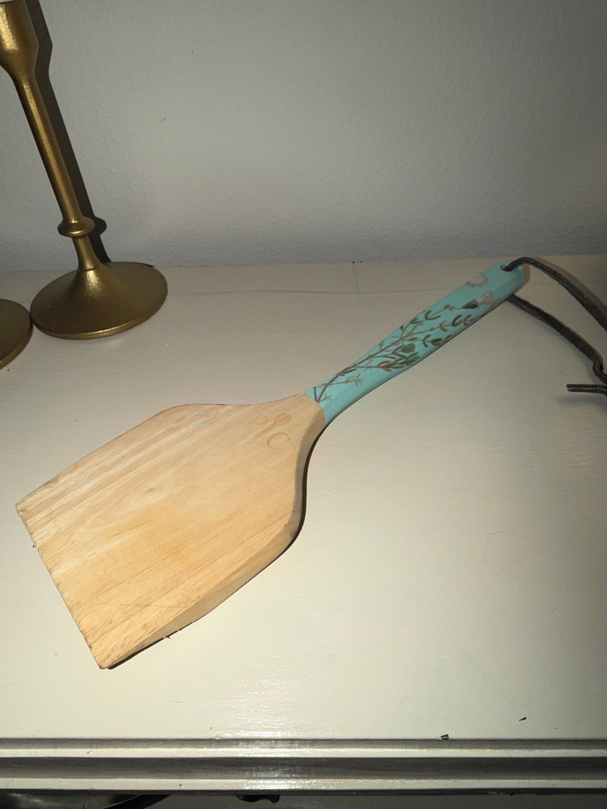 Pampered Chef Hand-Painted Botanical Wooden Spatula