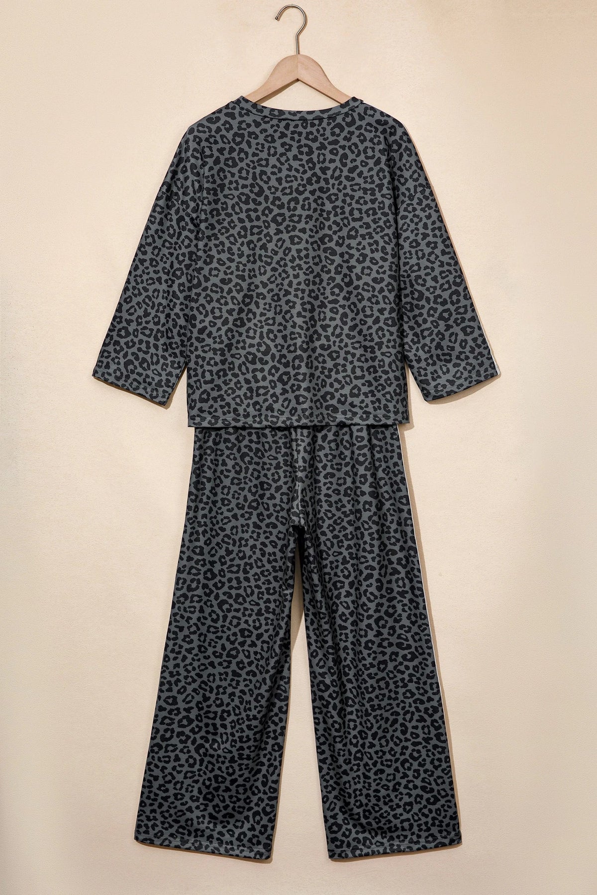 Leopard Varsity Stripe 3/4 Sleeve Top & Pants Set