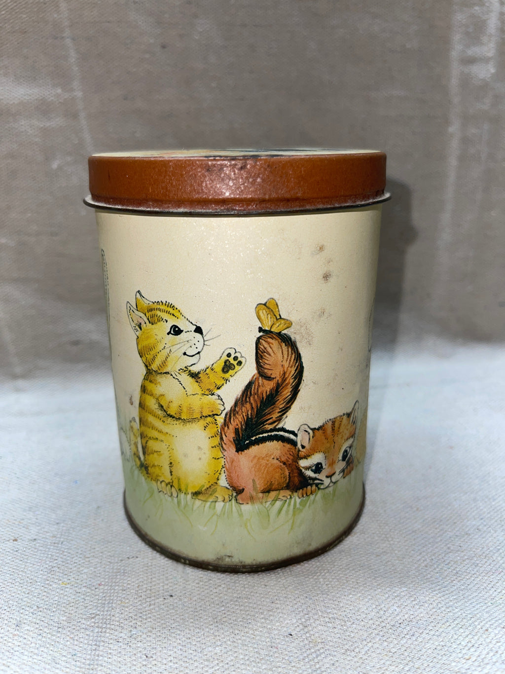 Vintage Woodland Animal Tin with Illustrated Lid