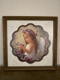 Vintage Home Interiors Sleeping Angel Framed Print, Ornate Gold Frame