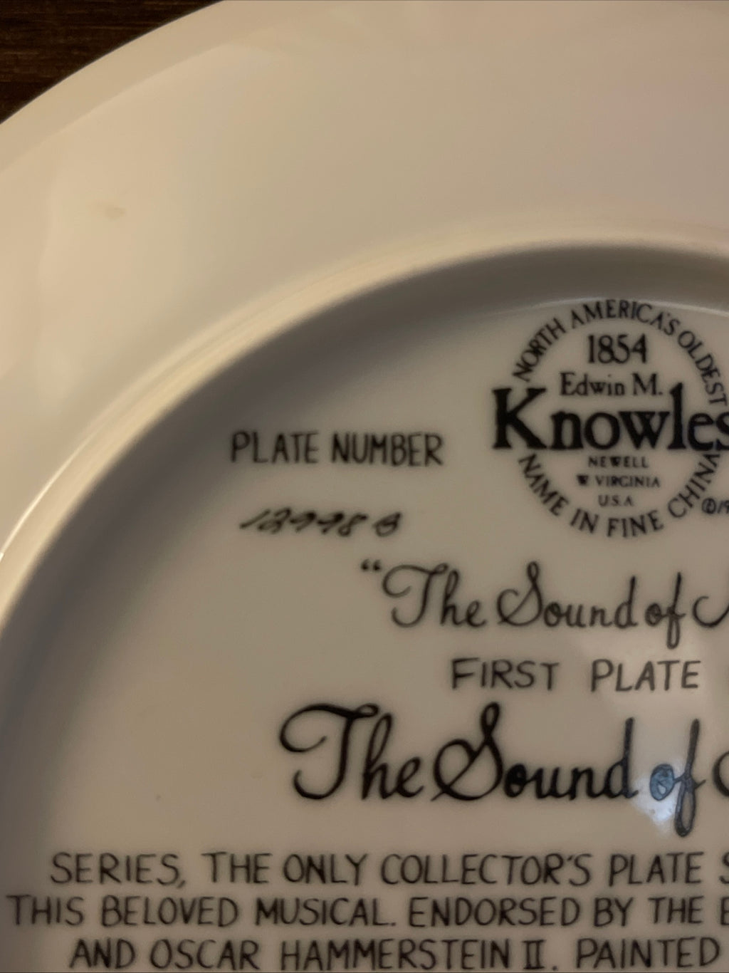 Sound of Music "The Sound of Music" Collector Plate Knowles Fine China 1986