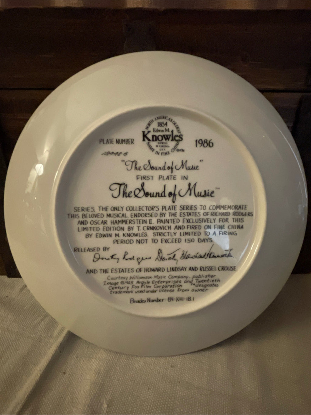 Sound of Music "The Sound of Music" Collector Plate Knowles Fine China 1986