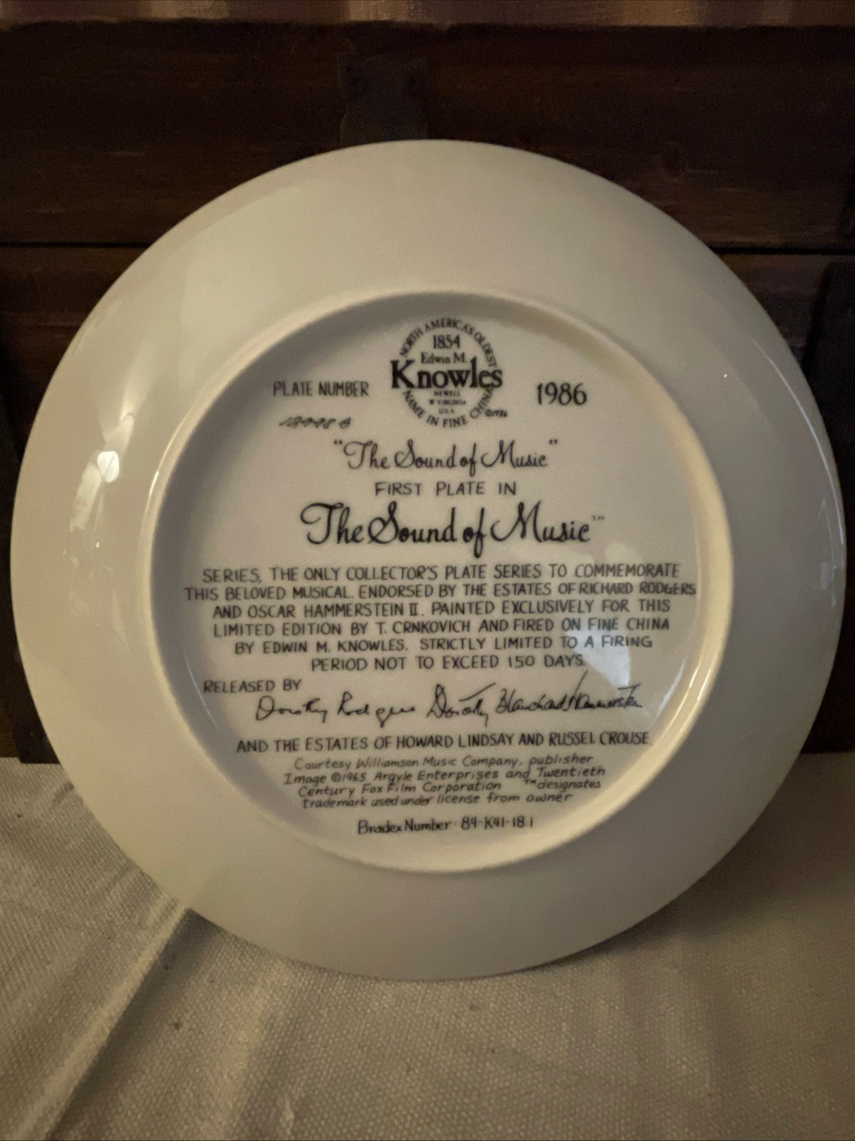 Sound of Music "The Sound of Music" Collector Plate Knowles Fine China 1986