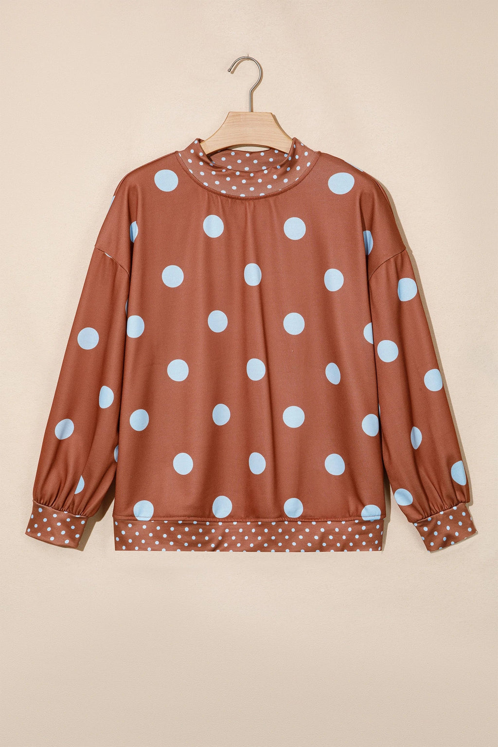 Polka Dot Patchwork Drop Shoulder Oversized Sweatshirt