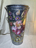 Floral & Butterfly Metal Decorative Bucket