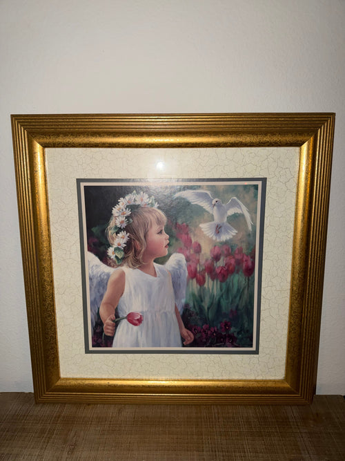 Angel Girl with Dove Framed Print – Home Interiors & Gifts