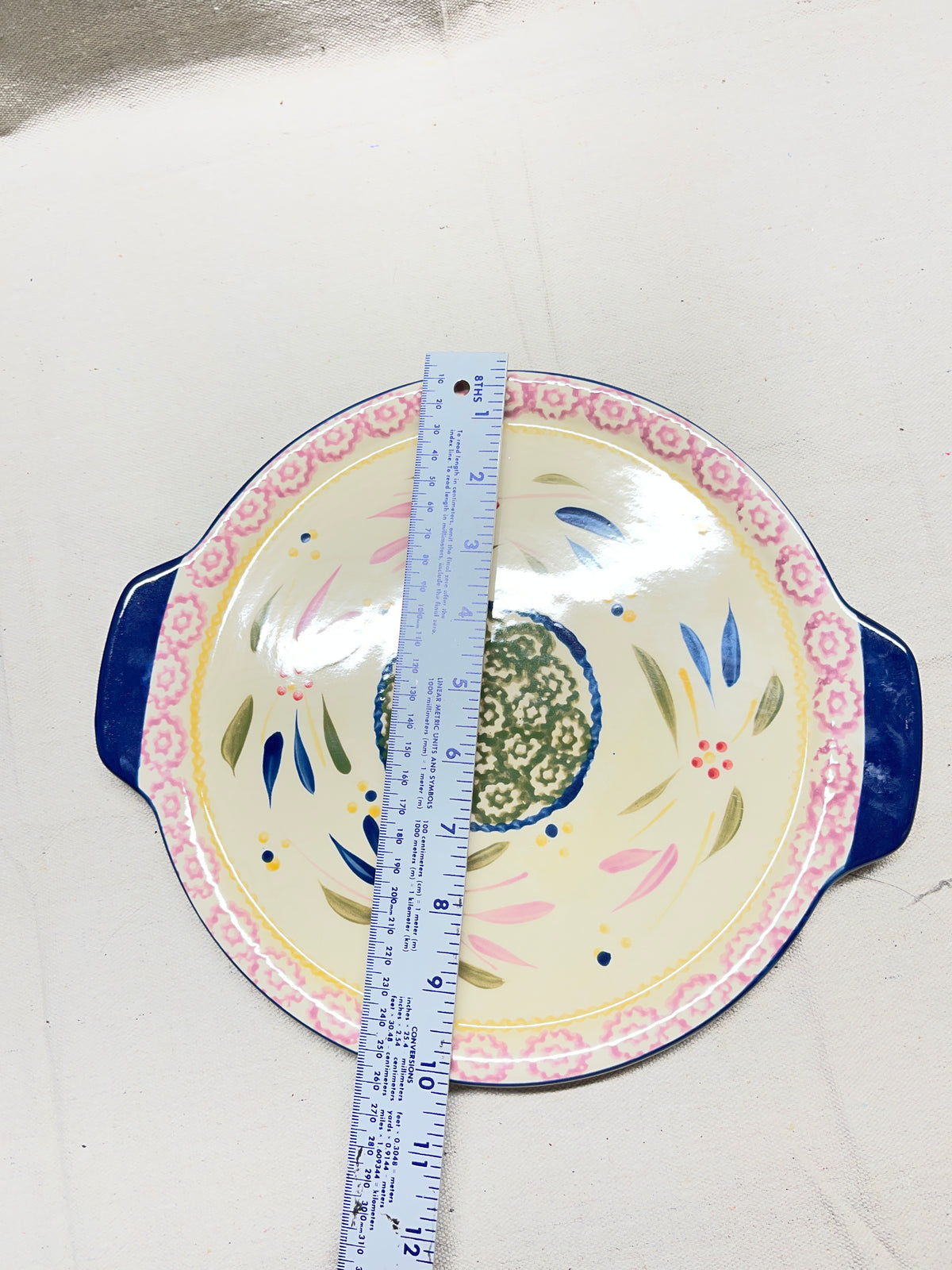 Temp-tations Old World Floral Round Handled Baking Dish Trivet Lid