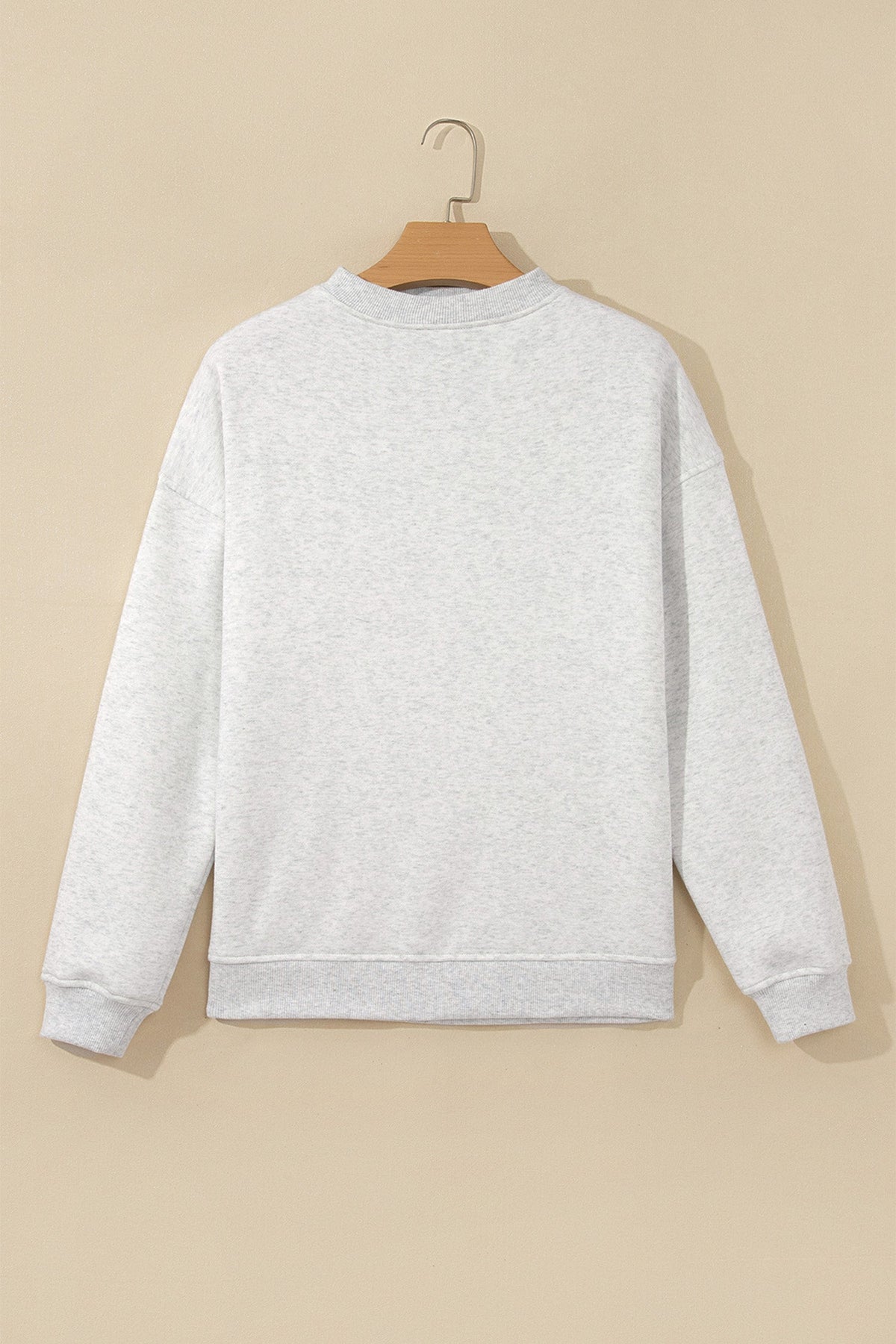 Solid Fleece Lined Mock Neck Ribbed Trim Sweatshirt
