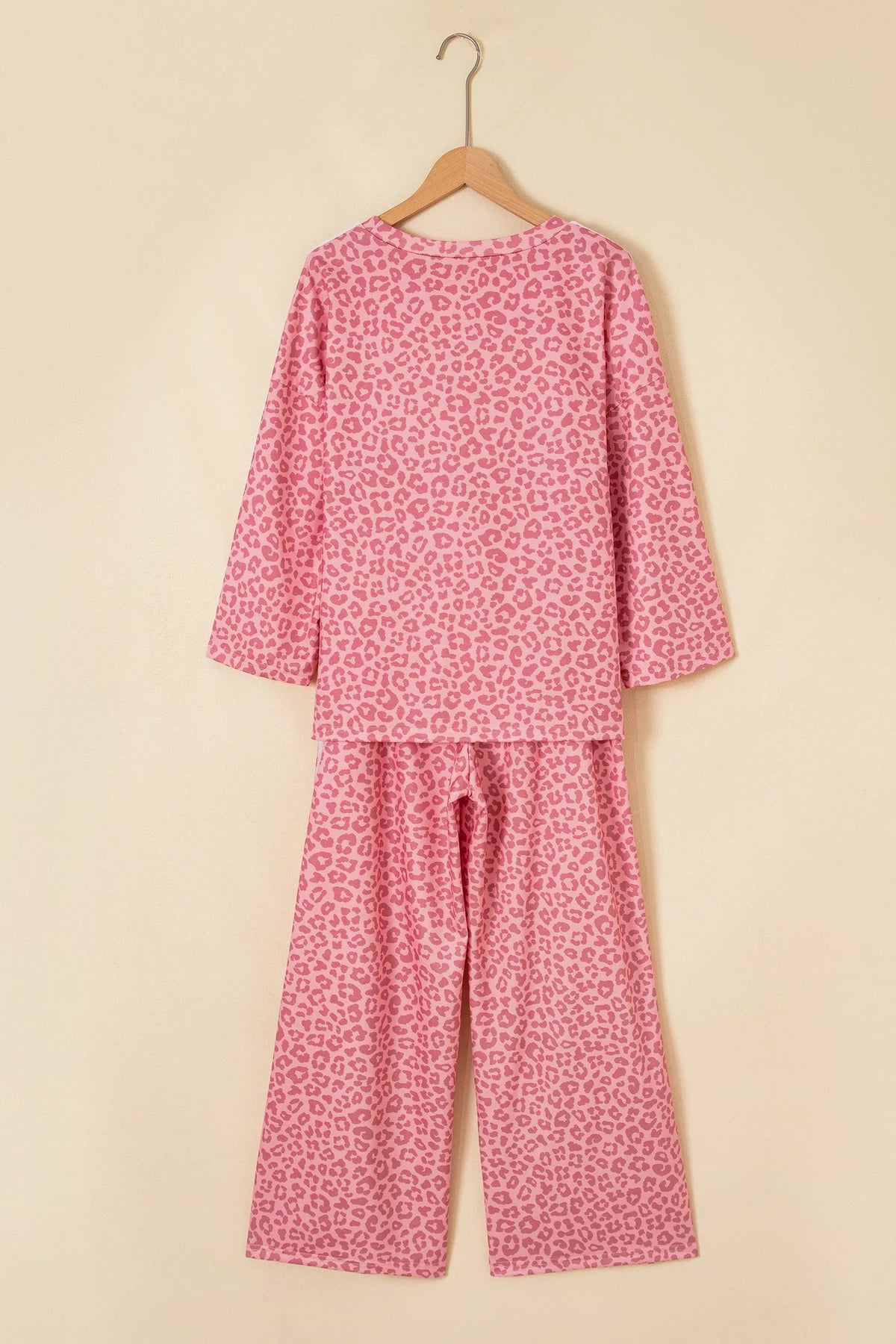 Leopard Varsity Stripe 3/4 Sleeve Top & Pants Set
