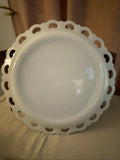 Vintage 1959-1976 Anchor Hocking Lace Edge Milk Glass White 13" Torte Plate UEC