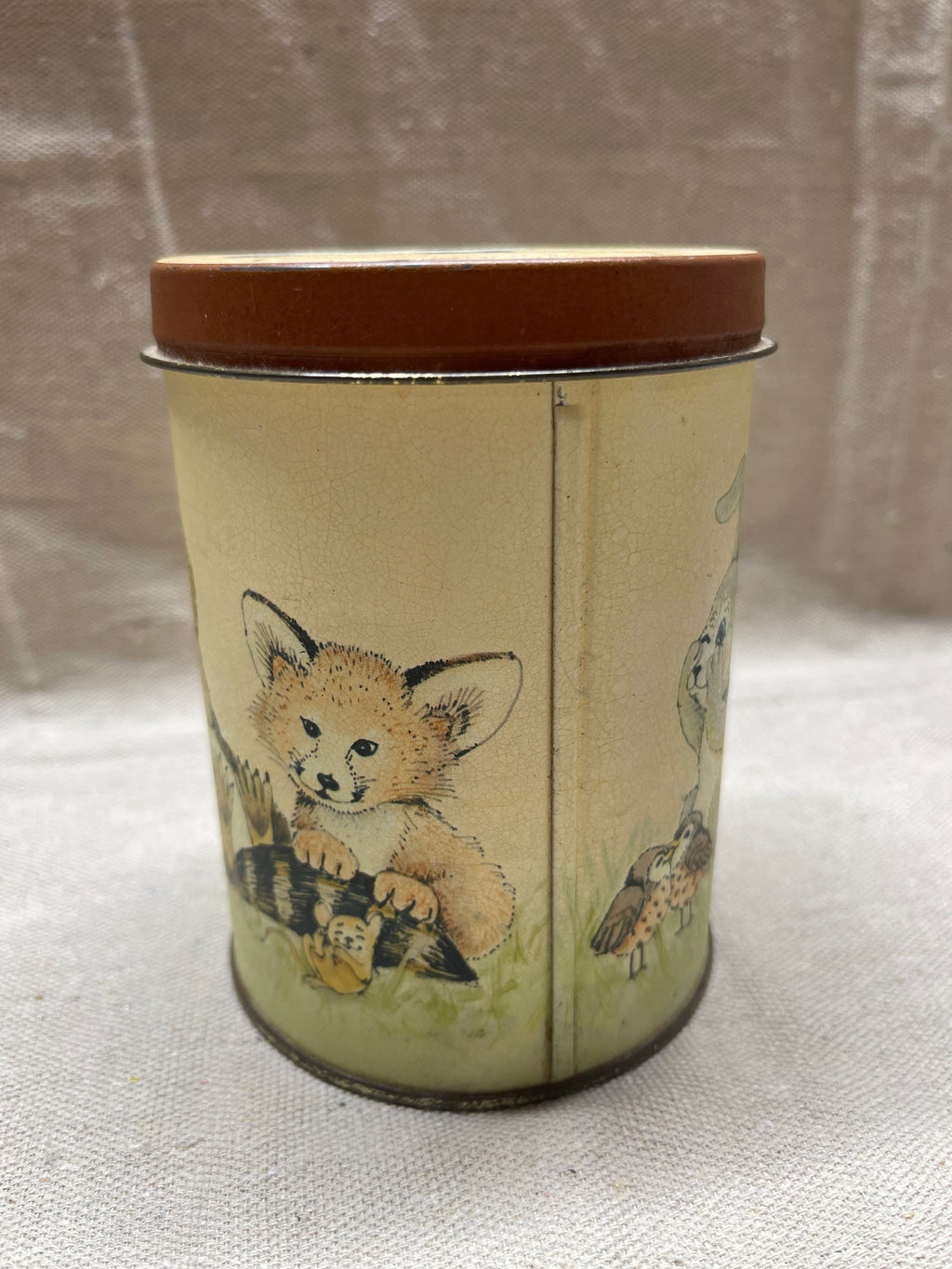 Vintage Woodland Animal Tin with Illustrated Lid