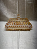 Amber Color Glass Butter Dish with Lid