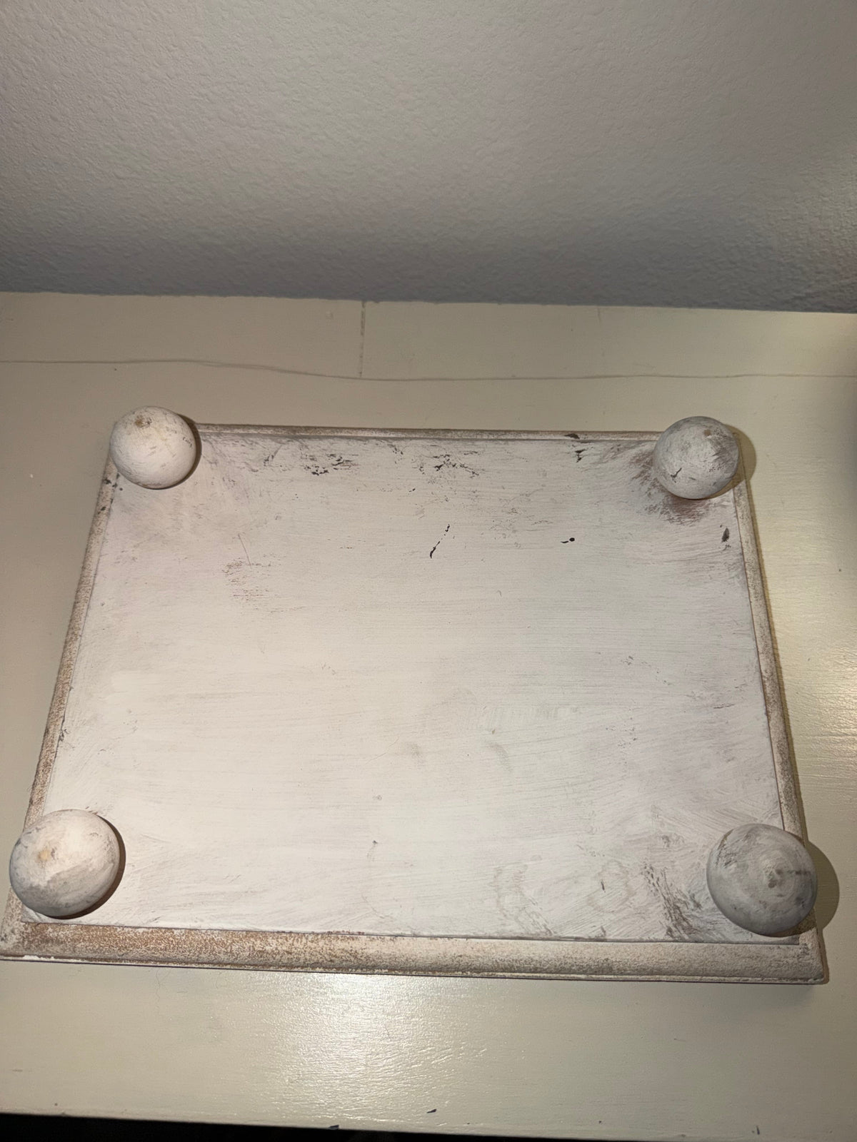 Botanical Decoupage Whitewashed Wood Riser Stand