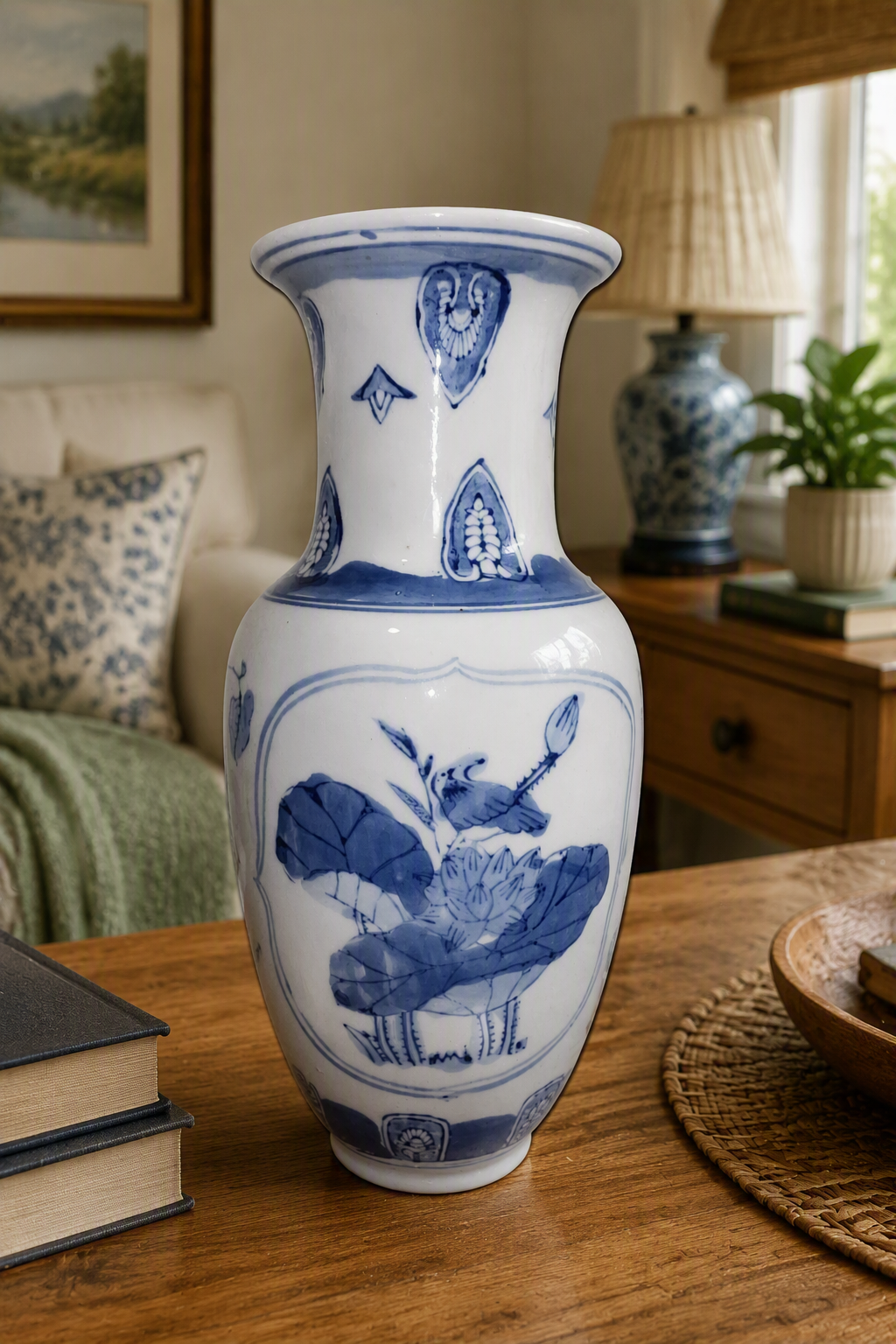 Chinese Blue and White Porcelain Lotus Vase