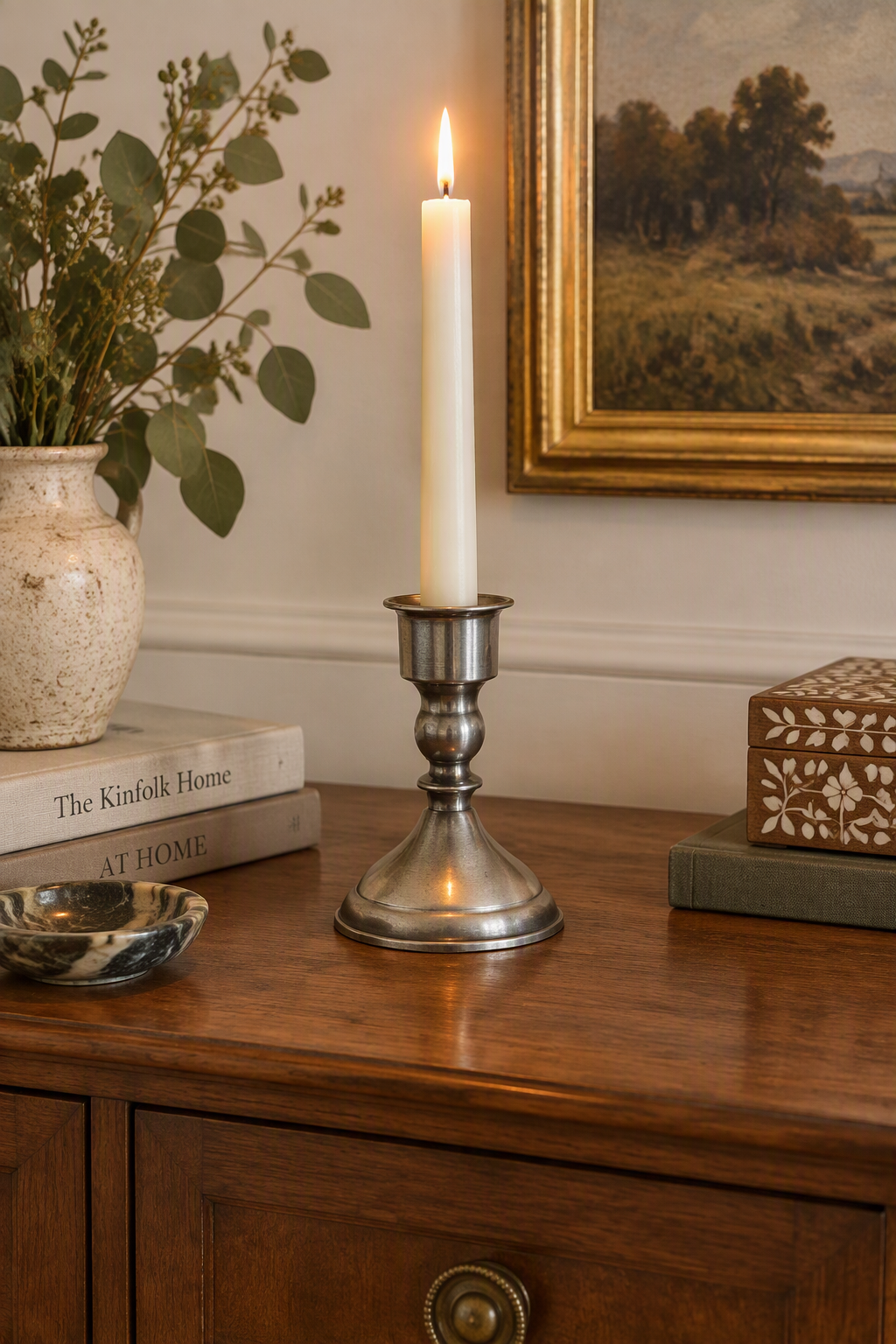 Leonard Genuine Pewter Pedestal Candle Holder