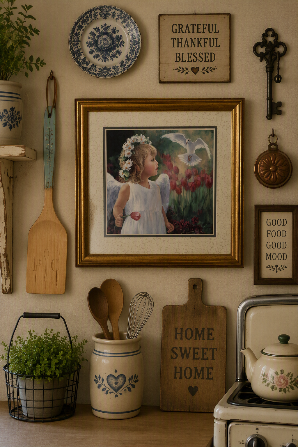 Angel Girl with Dove Framed Print – Home Interiors & Gifts