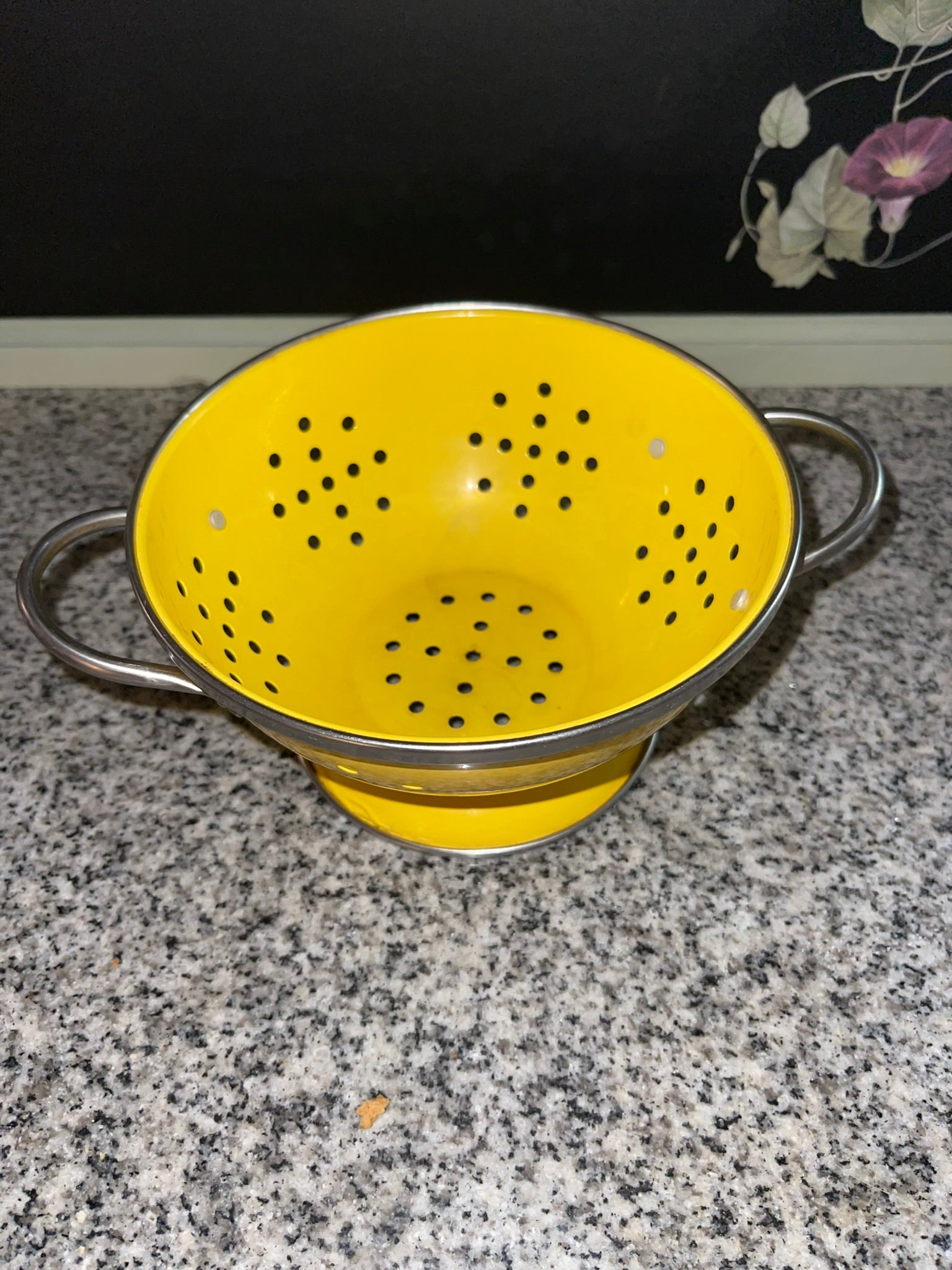 Vintage Yellow Enamel Colander