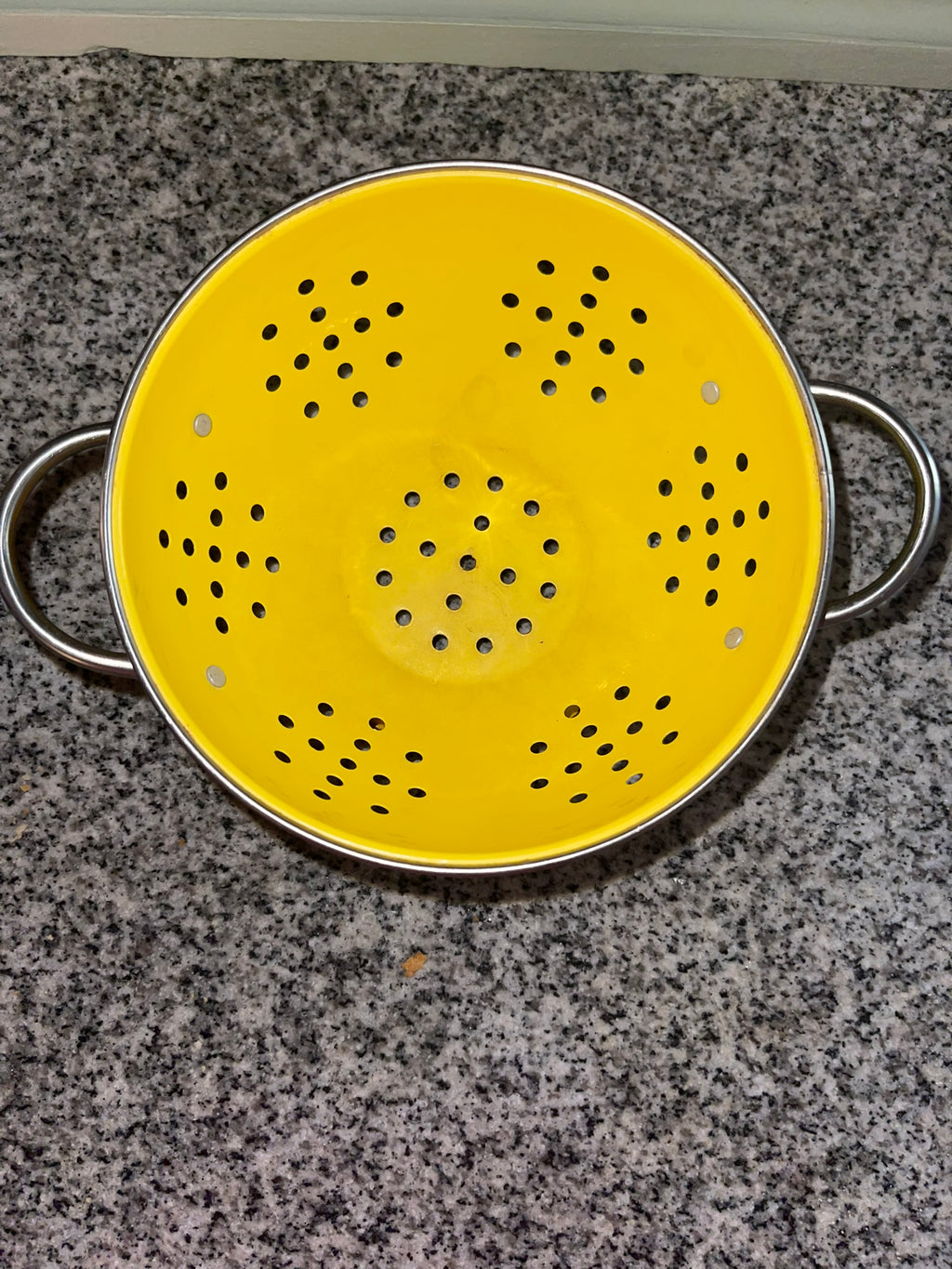 Vintage Yellow Enamel Colander
