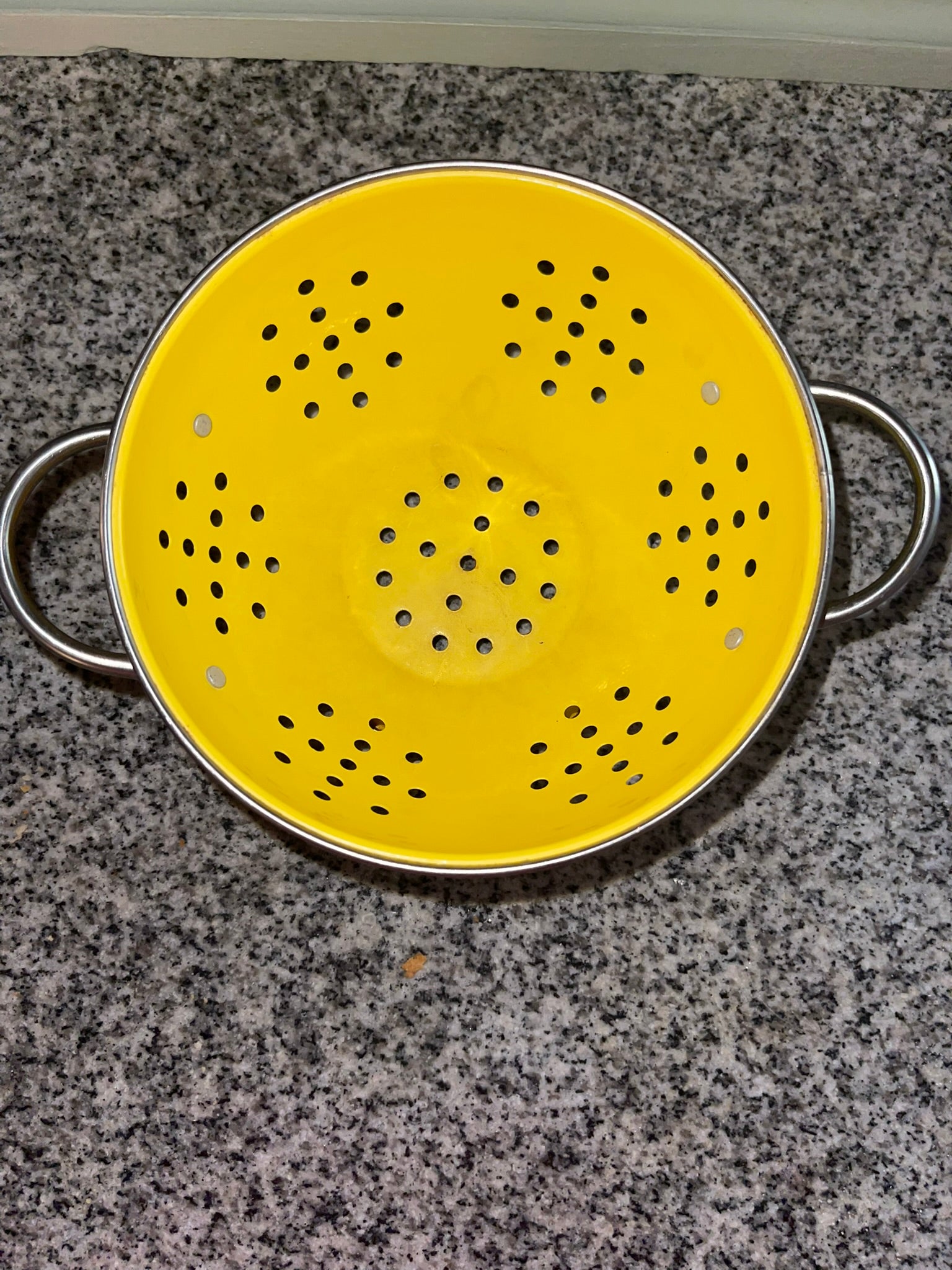 Vintage Yellow Enamel Colander