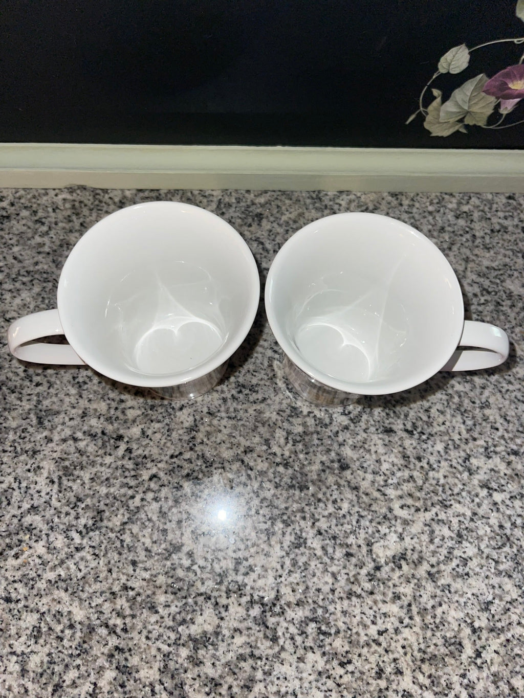 Top view of both Coventry fine china mugs showing clean white interiors