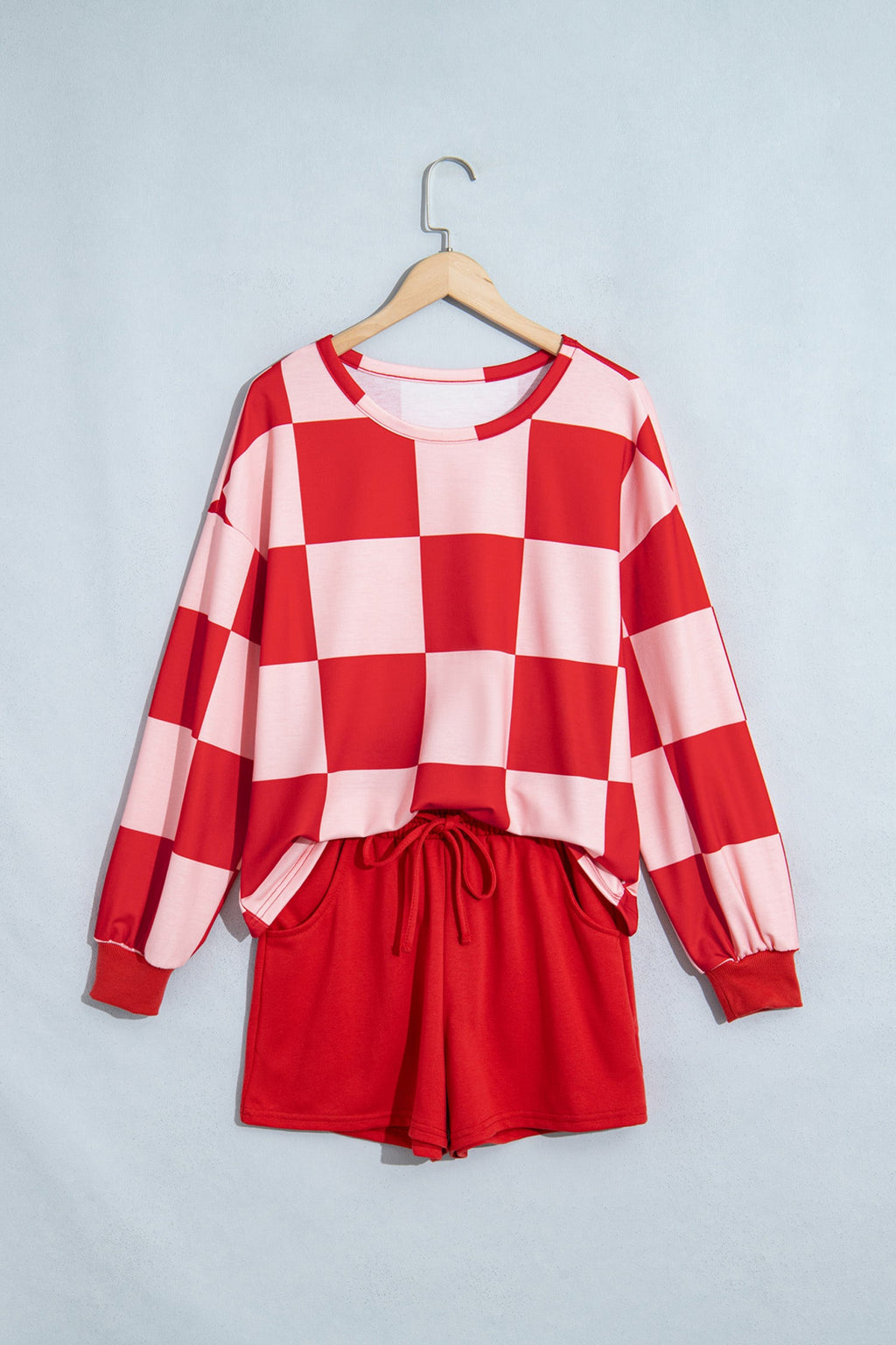 Checker Long Sleeve Top & Shorts Set