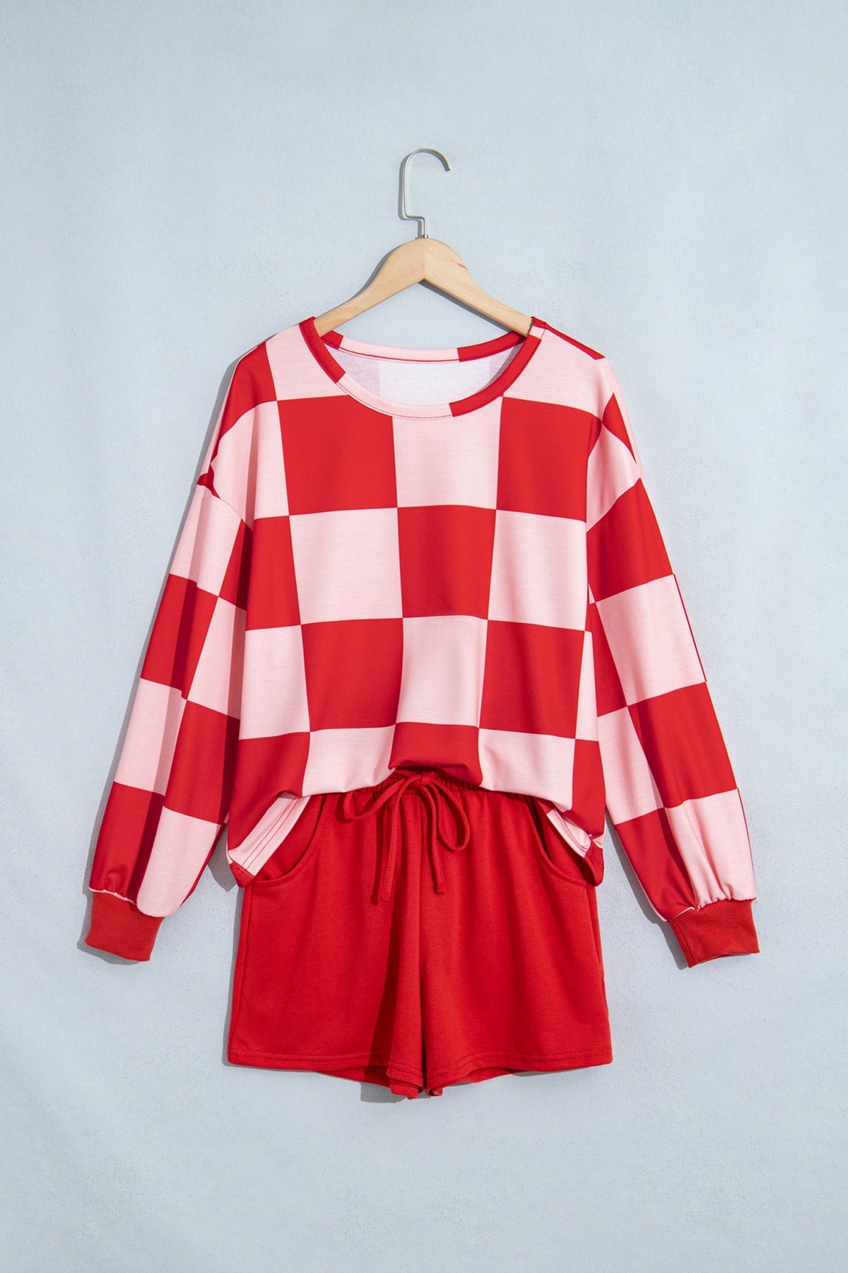 Checker Long Sleeve Top & Shorts Set