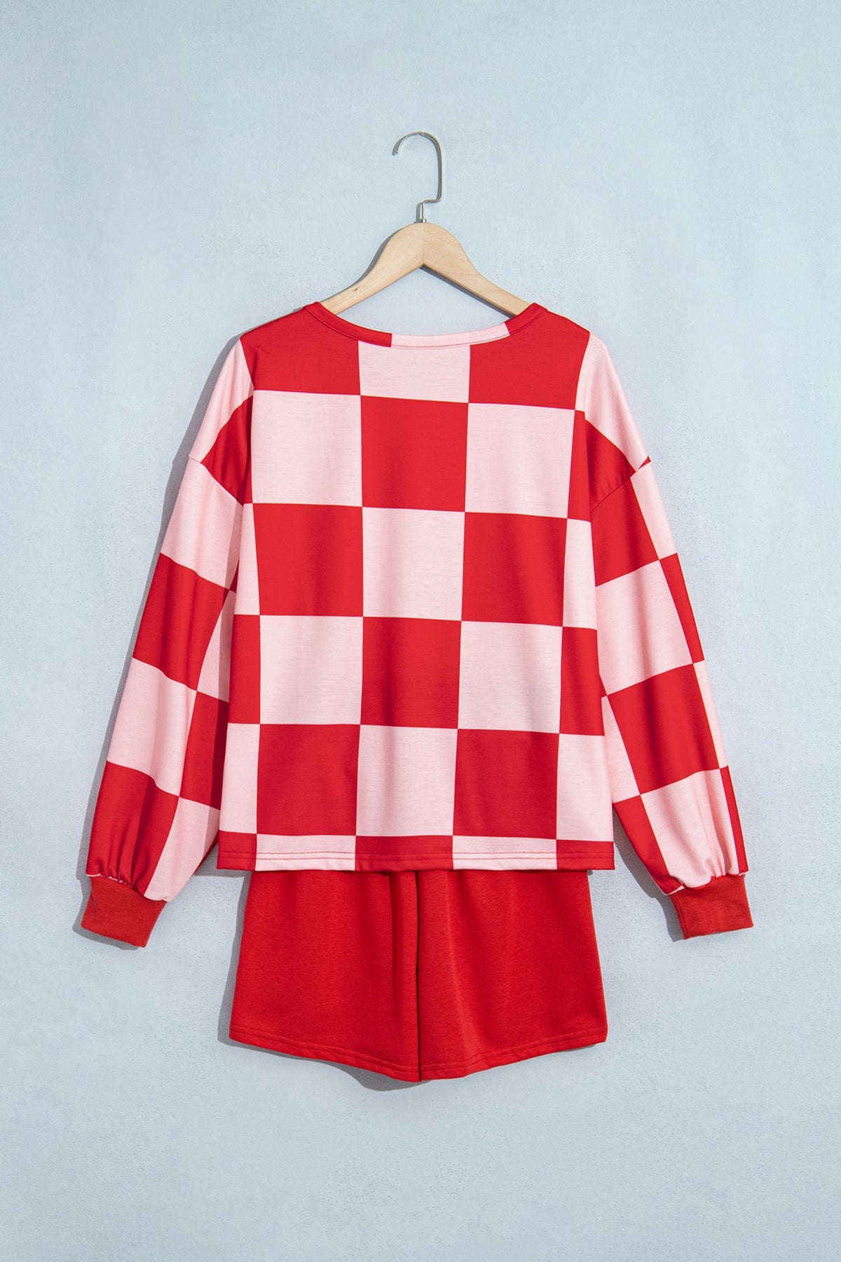 Checker Long Sleeve Top & Shorts Set