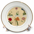 3dRose Vintage Botanical Flowers - Antique Floral - Beautiful Flower Art - Plates (cp-364635)
