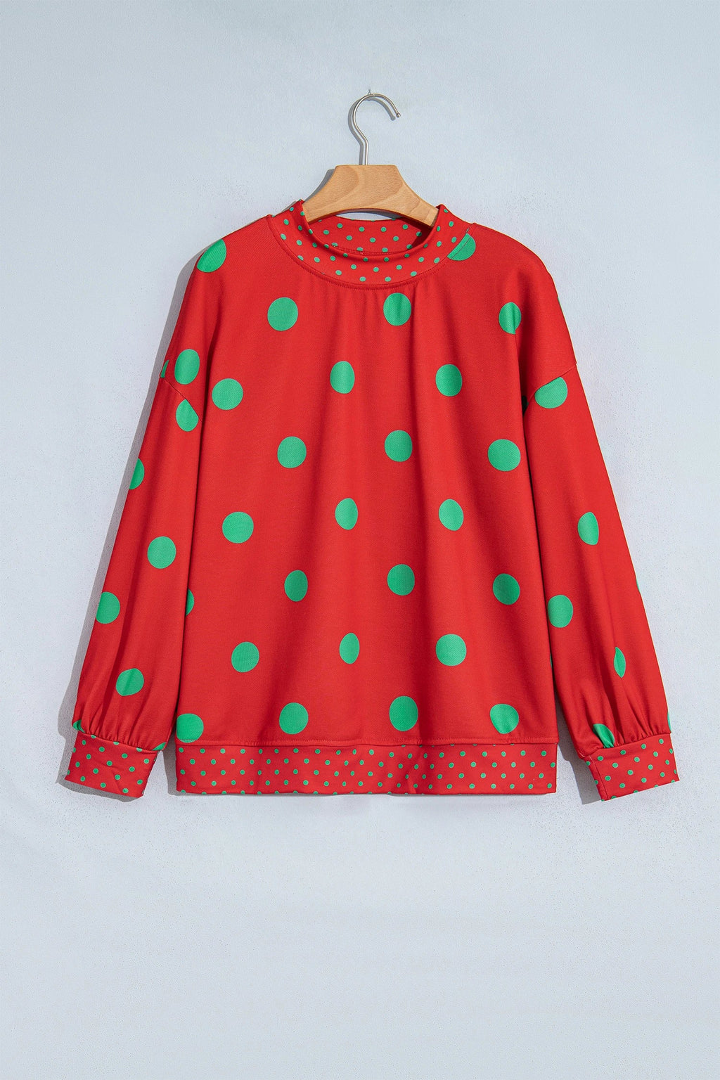 Polka Dot Patchwork Drop Shoulder Oversized Sweatshirt