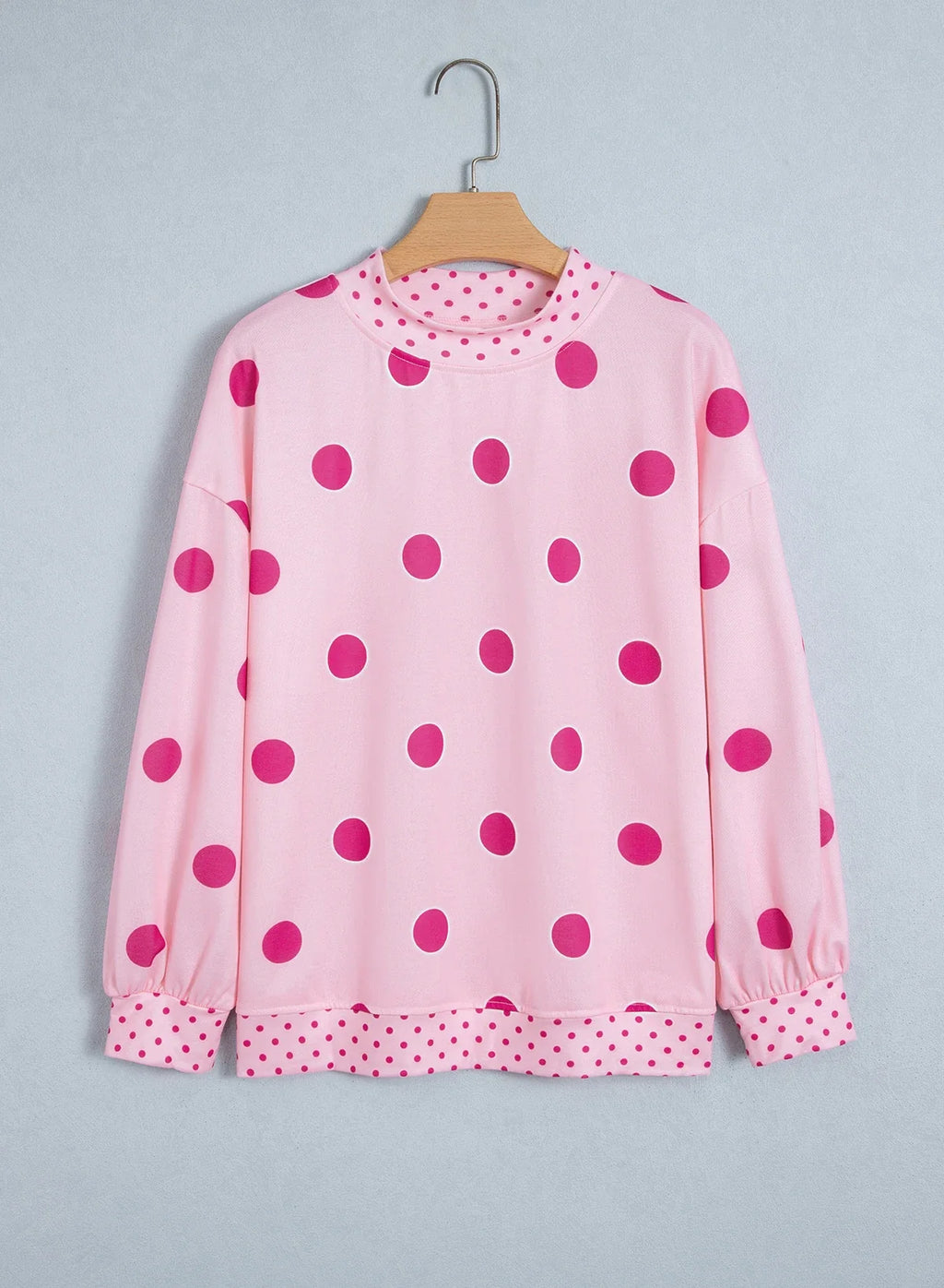 Polka Dot Patchwork Drop Shoulder Oversized Sweatshirt