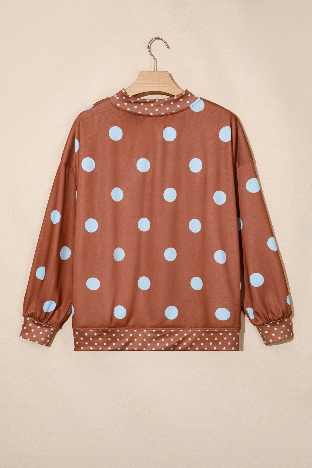 Polka Dot Patchwork Drop Shoulder Oversized Sweatshirt