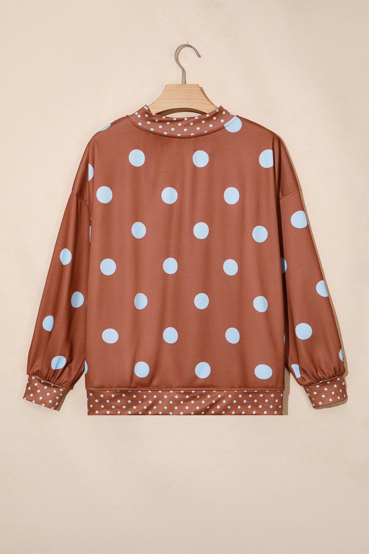 Polka Dot Patchwork Drop Shoulder Oversized Sweatshirt