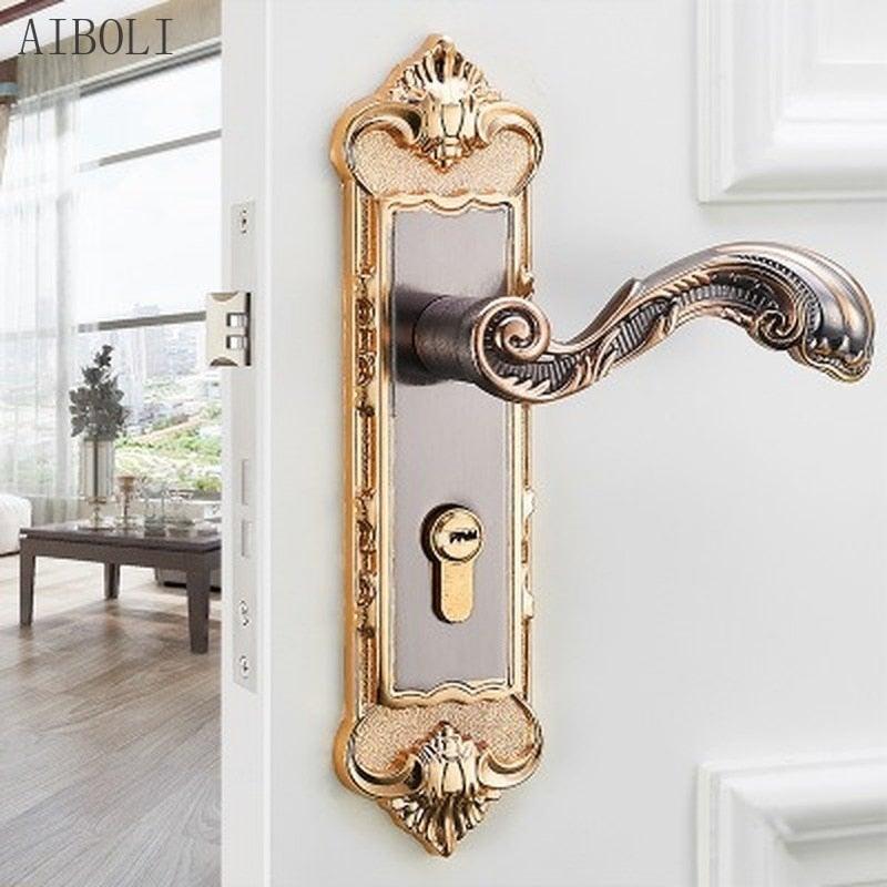 European Retro Door Handle Lock Aluminum Alloy
